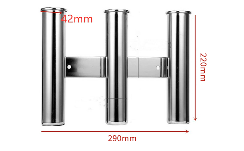 不锈钢连筒鱼竿座三联