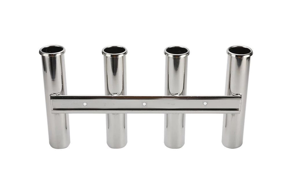 Stainless Steel Clamp-On Fishing Rod Holder For Boat Rails – Fits 1 To 1-1/4 Inch Rails